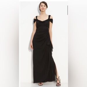 Alex Evening Cold Shoulder Ruffle Chiffon Gown Size 12